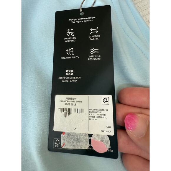 Walter Hagen Men's Soft Blue 11 Micro Lines Golf Shorts Size 30 - Picture 6 of 6